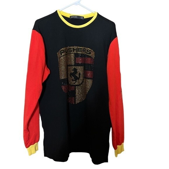 Hudson PUSHERS Bling Studded Red Gold Sweatshirt For men Size L - Picture 1 of 16